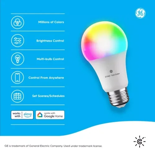 GE Lighting CYNC Direct Connect Smart Bulbs, Full Color A19 LED