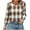 Brown, variant on FNFHFY Blouses for Women Dressy Long Sleeve Shirts Fashion Plaid Print Clothing Puff Sleeve Tunic Tops with Smocked Cuffs