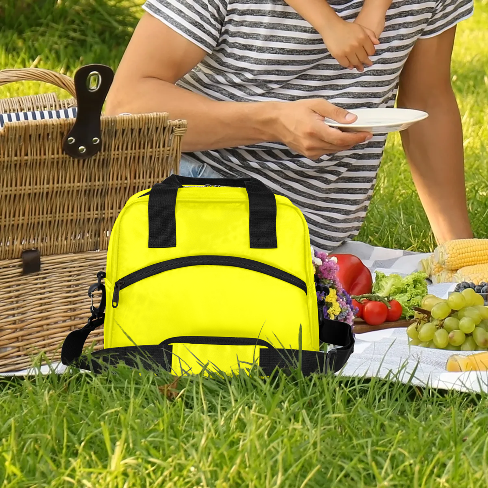 Herdesigns Light Yellow Lunch Bag for Adults Men Women Insulated Reusable Lunch Box Leakproof Cooler Tote Bag with Adjustable Shoulder Strap