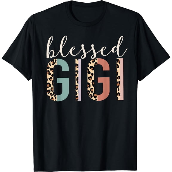 Blessed Gigi Women's T-Shirt Retro Leopard Cheetah Print Graphic Tee Short Sleeve Casual Grandmother Gift Fashion Apparel