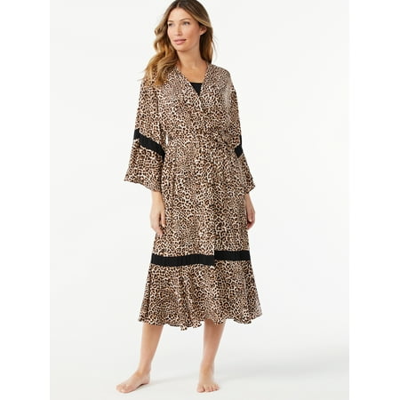 Sofia Intimates by Sofia Vergara Women's and Women's Plus Size Satin Ruffle Robe
