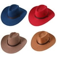 thumbnail image 4 of Cowboy Hat for Men Women Suede Hat with Strap Western Cowgirl Boys Hat for Costume Birthday Party, 4 of 4