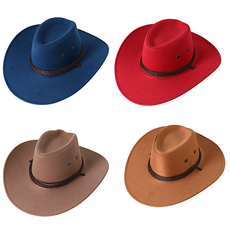 Men Cowboy Hat with Adjustable Chin Rope Wide Brim Vintage Style Clothing  Outdoor Riding Hat Accessories 