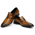 thumbnail image 3 of Santimon Men’s Formal Penny Loafers Slip-On Classic Casual Shoes Comfort Dress Shoes Brown US 9.5, 3 of 8