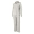 thumbnail image 6 of Quealent 2 Piece Sets For Women Fall Trendy Long Sleeve Sweatshirt Wide Leg Pants Loungewear Set Matching Sweatsuit Light Gray,Size M, 6 of 8