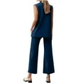 thumbnail image 6 of QATAINLAV Womens Dressy 2 Piece Sets Sleeveless Button Up Blazer Vest and Wide Leg Suit Pants Office Business Casual Outfits, Dark Blue, XXL, Mother's Day Gifts, 6 of 8