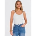 thumbnail image 6 of ANRABESS Women's Spaghetti Strap Ribbed Tank Top Sleeveless Camisole Tops Slim Fitted Scoop Neck Going Out Tops Basic Layering Shirts Summer Outfits White S, 6 of 12