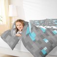 thumbnail image 4 of Homewish Cartoon Game Player Full Size Comforter Sets for Boys, Grey Blue Pixelate Miner Bedding Comforter Set, Checkered Plaid Reversible Bedding Sets, Ultra Soft Bedroom Decor, 3pcs, 4 of 8