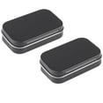 thumbnail image 1 of 2 cajas de almacenamiento pequeñas con tapa, rectangulares, de hojalata, de metal, con tapa, pequeñas, para almacenamiento en el hogar, color negro, 1 of 7