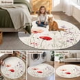 thumbnail image 6 of Spring Flower Round Area&nbsp;Rug 8ft Watercolor Red Pink Floral Plant Rustic Country Non-Slip&nbsp;Washable Circle Rugs Soft Felt Indoor Floor Mat for Bedroom Kitchen Living Room Bathroom, 6 of 9
