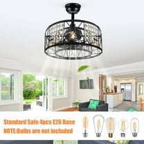 G · PEH Caged Ceiling Fan with Light and Remote Control,Reversible Motor Timing 18'' Crystal Ceiling Fan with 144 Crystal Beads,6 Speeds Adjustable Flush Mount Ceiling Fan Light