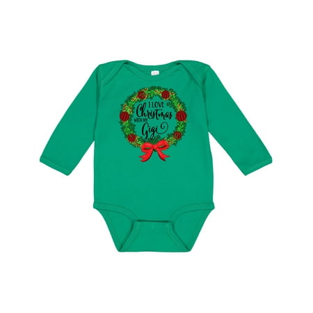 

Inktastic I Love Christmas with My Gigi Wreath Gift Baby Boy or Baby Girl Long Sleeve Bodysuit