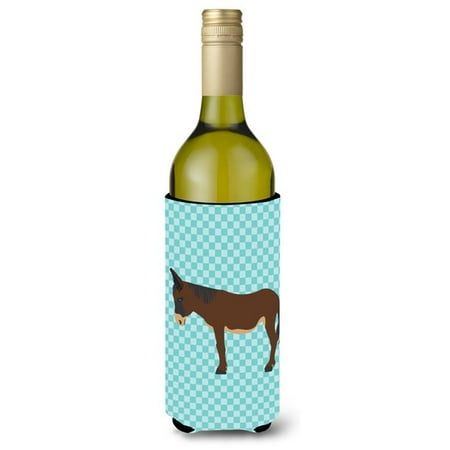 

Carolines Treasures BB8027LITERK Zamorano-Leones Donkey Blue Check Wine Bottle Beverge Insulator Hugger