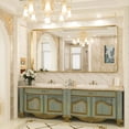 thumbnail image 3 of Tetote  Modern Metal Frame Wall Mounted Bathroom Vanity Mirror 72x36 - Gold, 3 of 6
