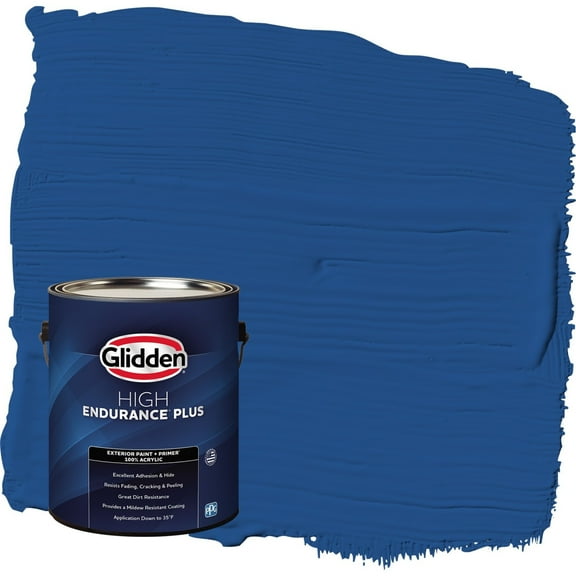 Glidden HEP Brilliant Blue / Blue Satin Exterior Paint with Primer, 1 Gallon