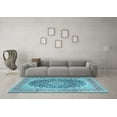 thumbnail image 3 of Ahgly Company Indoor Rectangle Medallion Light Blue Traditional Area Rugs, 3' x 5', 3 of 4