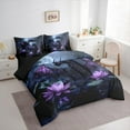 thumbnail image 3 of Castle Fairy Black Purple Dragon Bedding Comforter Set 7-Piece for Kids Children Teens,Chic Floral Lotus King Bedding Sets,Abstract Flower Animal Ultra Soft Bed Sheets,Luxury Bedroom Decor, 3 of 7