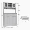 thumbnail image 3 of 68.4" Kitchen Pantry Storage Cabinet, Freestanding Cupboard with Shelf, 2 Drawers and 1 Tilt Out Trash Cabinet, Tall Storage Cabinets for Kitchen, Dinning Room, Living Room (White), 3 of 8