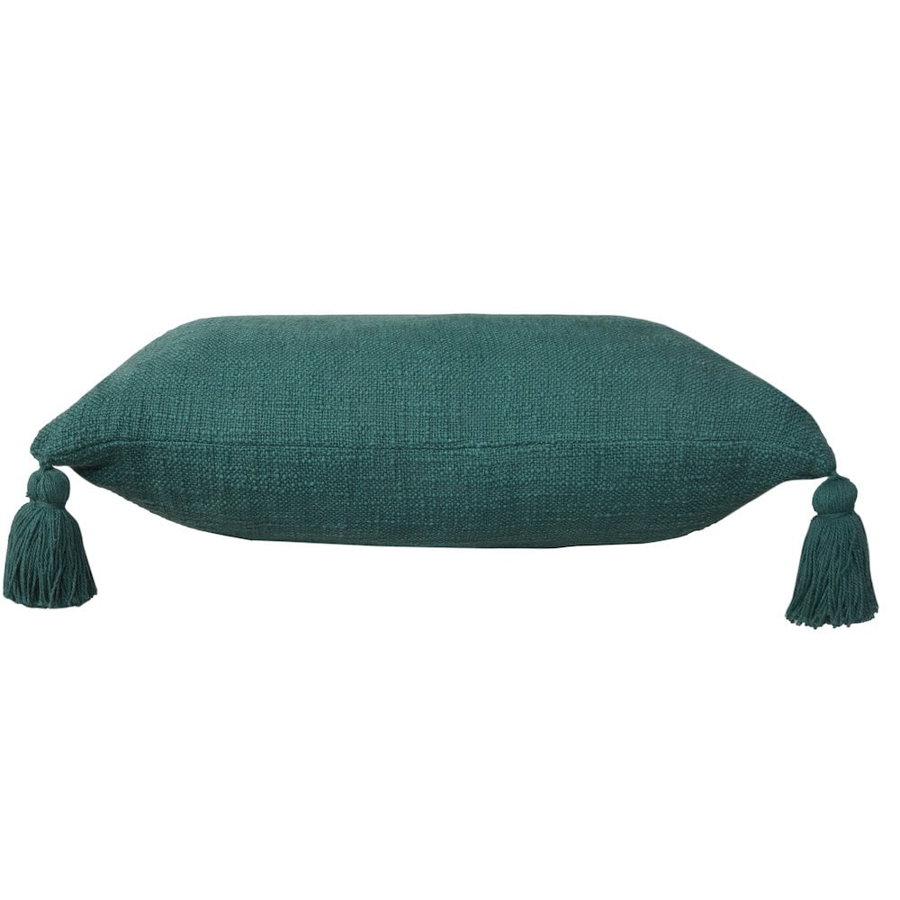 LR Home Ox Bay Hand-Woven Green Solid All-Natural Cotton Pillow Cover
