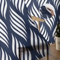 thumbnail image 5 of Abstract Navy Blue,Semi Sheer Curtains 72 Inch Length 2 Panels Set,Modern Minimalistic Geometric Stripes Sheer Kitchen Curtain Privacy Voile Window Curtain for Living Room Bedroom Rod Pocket Drapes, 5 of 7