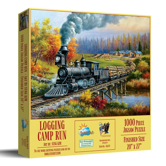 SUNSOUT INC - Logging Camp Run - 1000 pc Jigsaw Puzzle by Artist: sung Kim - Finished Size 20" x 27" - MPN# 36678