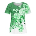 thumbnail image 4 of HAPIMO Women's Trendy Floral Graphic Pullovers Summer Short Sleeve Tees Loose Tops Dressy Tunic V Neck Button Blouses Clearance Relaxed Casual Workout Pleated Shirts Green M, 4 of 4