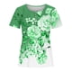 thumbnail image 3 of Tops de Algodón para las Mujeres Impreso en V-Cuello Botón Arriba Manga Corta Superior, Imitación Algodón Casual Blusa, 3 of 4