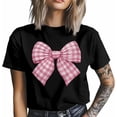 thumbnail image 3 of Camisetas informales de manga corta con lazo a cuadros rosas para hombre, camisetas gráficas, 3 of 8