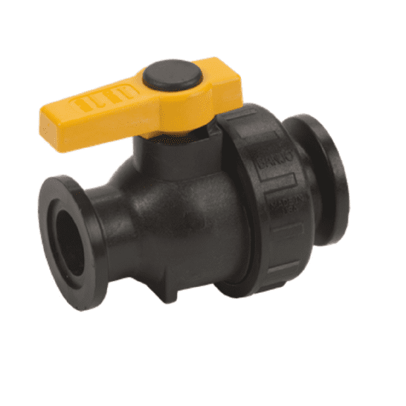Banjo Manual 2-Way Ball Valve,Flanged,Polypro MSUV100FP