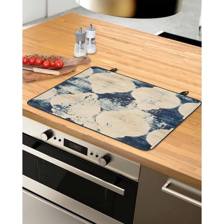 nqOlkjepod Large Induction Cooktop Protector Mat 24 x21 Blue Ethnic Stove Top Covers for Electric Stove Vintage Shabby Abstract Chic Geometric Art Stove Burner Cover Mats Glass Top Stove Cover