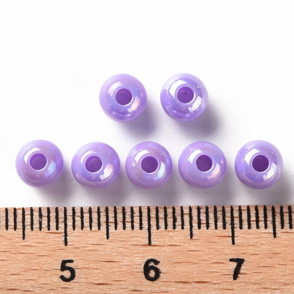 500gs Opaque Acrylic Beads AB color Round Lilac 6x5mm Hole: 1.8mm about 4400pcs/500g