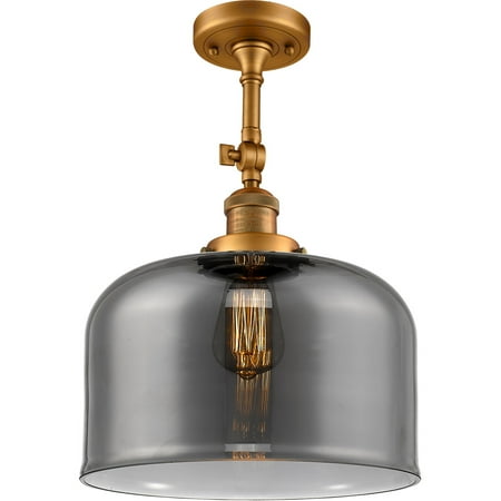 

Brushed Brass Tone Semi Flush 12 Wide Plated Smoke Glass Steel/Cast Brass/Glass Medium Base LED 1 Light Fixture