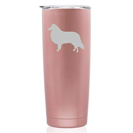 

Rose Gold Double Wall Vacuum Insulated Stainless Steel Tumbler Travel Mug Collie (Skinny 20 oz)