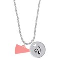 thumbnail image 1 of Delight Jewelry Acrylic 3/4" Pink Megaphone Silvertone Script Initial Disc - V - Charm Necklace, 20"+3", 1 of 4