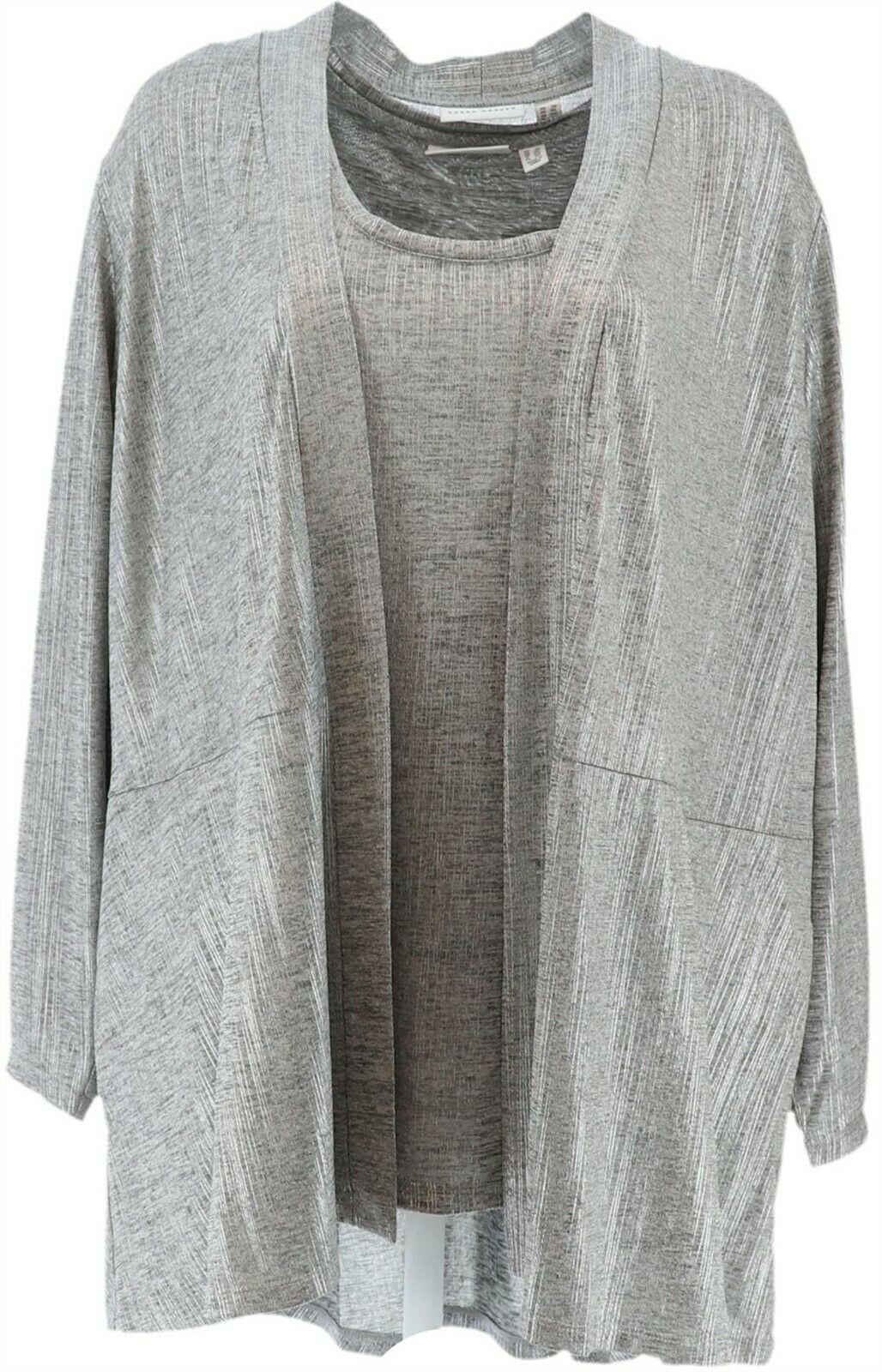 susan graver foil print cardigan and tank set