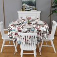 thumbnail image 2 of Multicolor Christmas Snowman Pattern Round Tablecloth 60"x60",Wrinkle Wipeable Table Cloth for Kitchen Dining Room Picnic Patio Party, 2 of 6