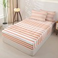 thumbnail image 3 of Castle Fairy Vintage Horizontal Stripe Zipper Queen Comforter Set with Fitted Sheet and 2 Pillowcases,Retro Thin Line Zipper Bedding Set,Rust Pink White,Reversible, 3 of 5
