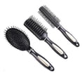 thumbnail image 1 of Juego de cepillos desenredantes para cabello húmedo y seco, cepillos planos y redondos para cabello grueso y rizado, color negro., 1 of 5