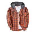 thumbnail image 2 of Men's Fashion Trend Checkered Hooded Sportswear, Casual Long Sleeve Sweatshirt, Street Style Top for Urban Outings, Christmas, Fall Winter, Stylish Daily Wear,Orange,L, 2 of 7