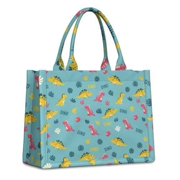 Large Capacity Tote Bag,Light Blue Dinosaurs Text Pattern Handbag Fashion Luxury Tote Bag,15.7"x13"x 5.1" Inches,Laptop Compatible