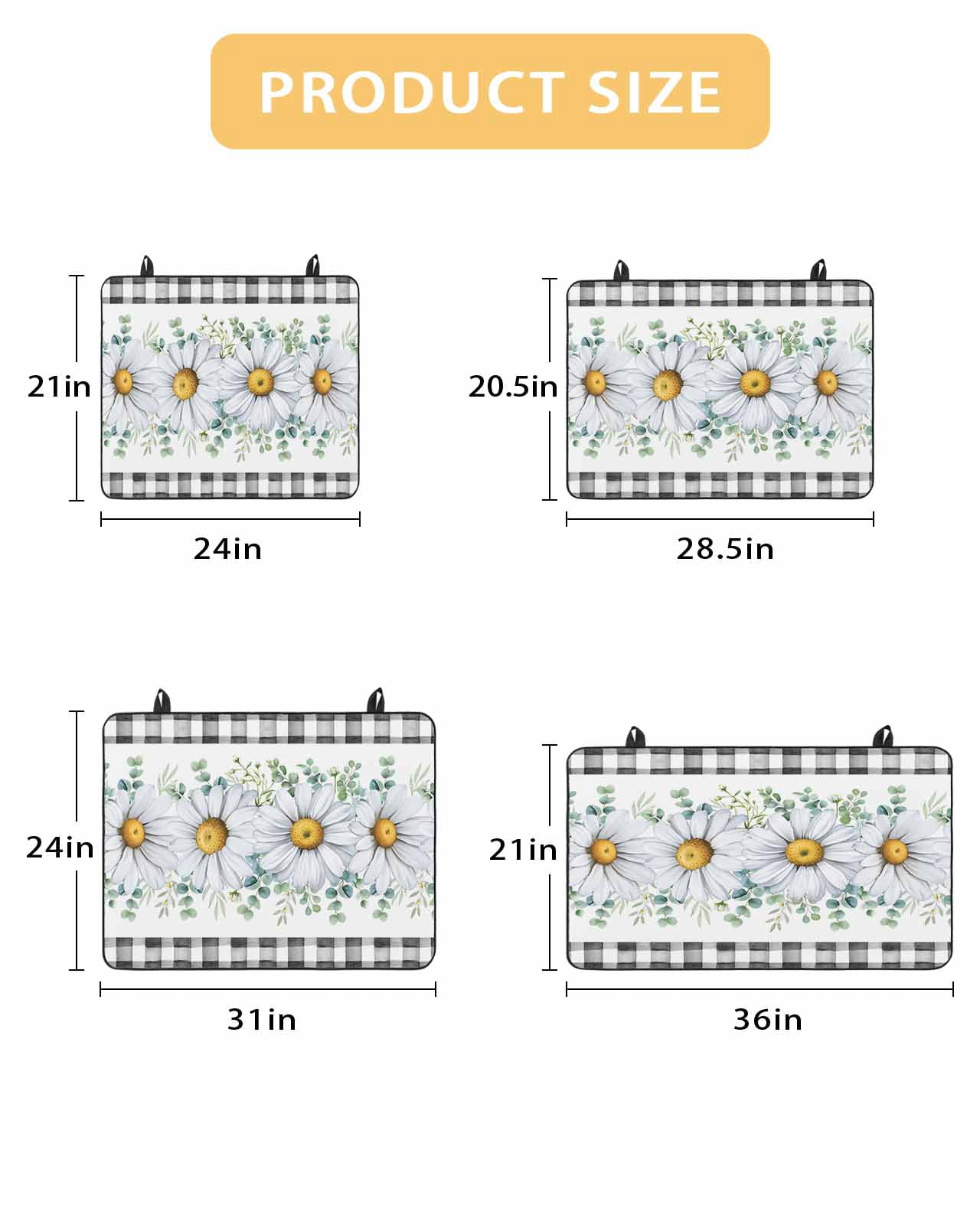 Large Induction Cooktop Protector Mat Daisy Stove Top Covers for Electric Stove, Spring Floral Black Plaid Eucalyptus Leaves Decorative Stove Burner Cover Mats, Glass Top Stove Cover