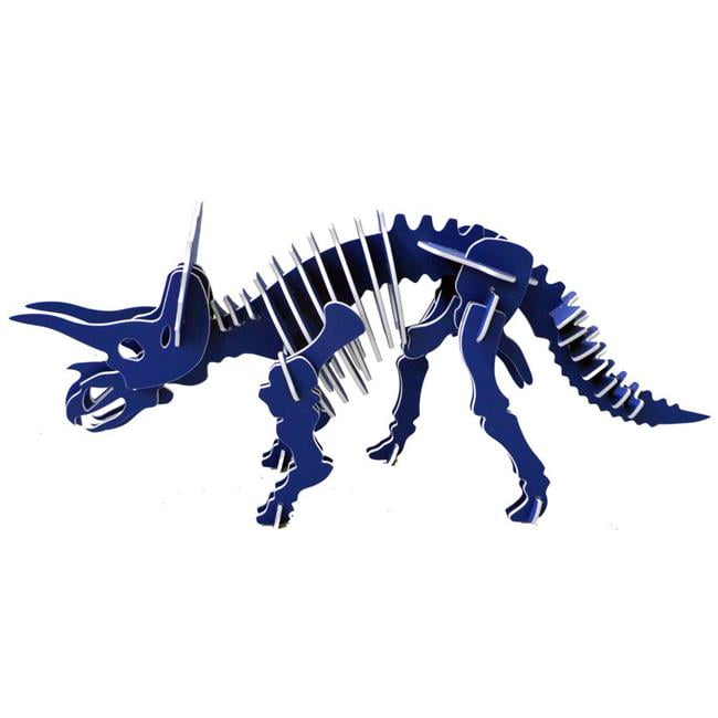 32 Square TRI12UWU 0.5 in. Giant 3D Dinosaur Puzzle - Triceratops, Blue, White & Blue - 45 Piece