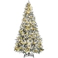 thumbnail image 2 of HOMCOM 9ft Tall Pre-Lit Snow-Flocked Artificial Christmas Tree with Realistic Branches, 900 Warm White LED Lights and 2094 Tips, 2 of 9