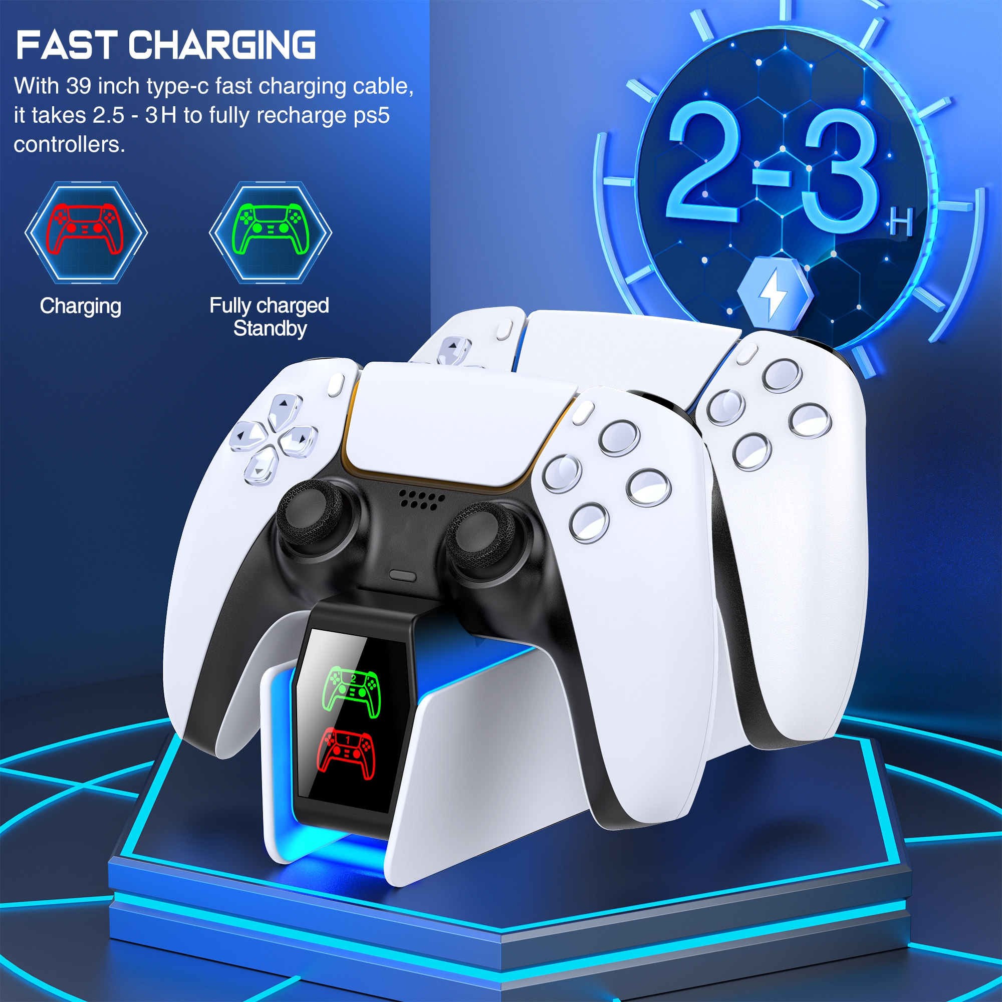 Esywen PS5 Controller Charging Dock Station with RGB Lights photo 3
