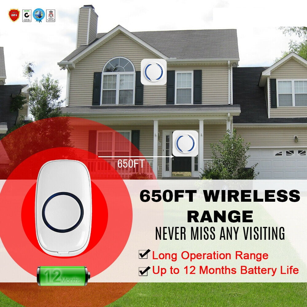 5 Core Wireless Doorbell Waterproof 700 Feet 58 Chimes Door Bell Cordless Kit