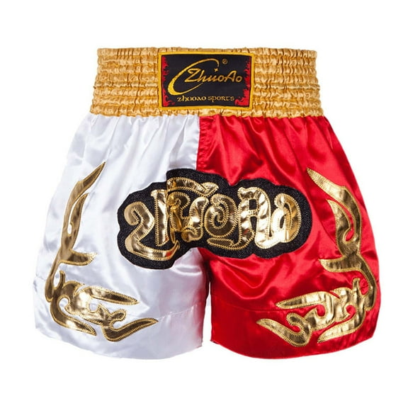Yartina Kids Boxing Trunks Boy Muay Thai Boxing Shorts Grappling Fight Training Shorts Martial Arts Yellow&White&Red XXS/120