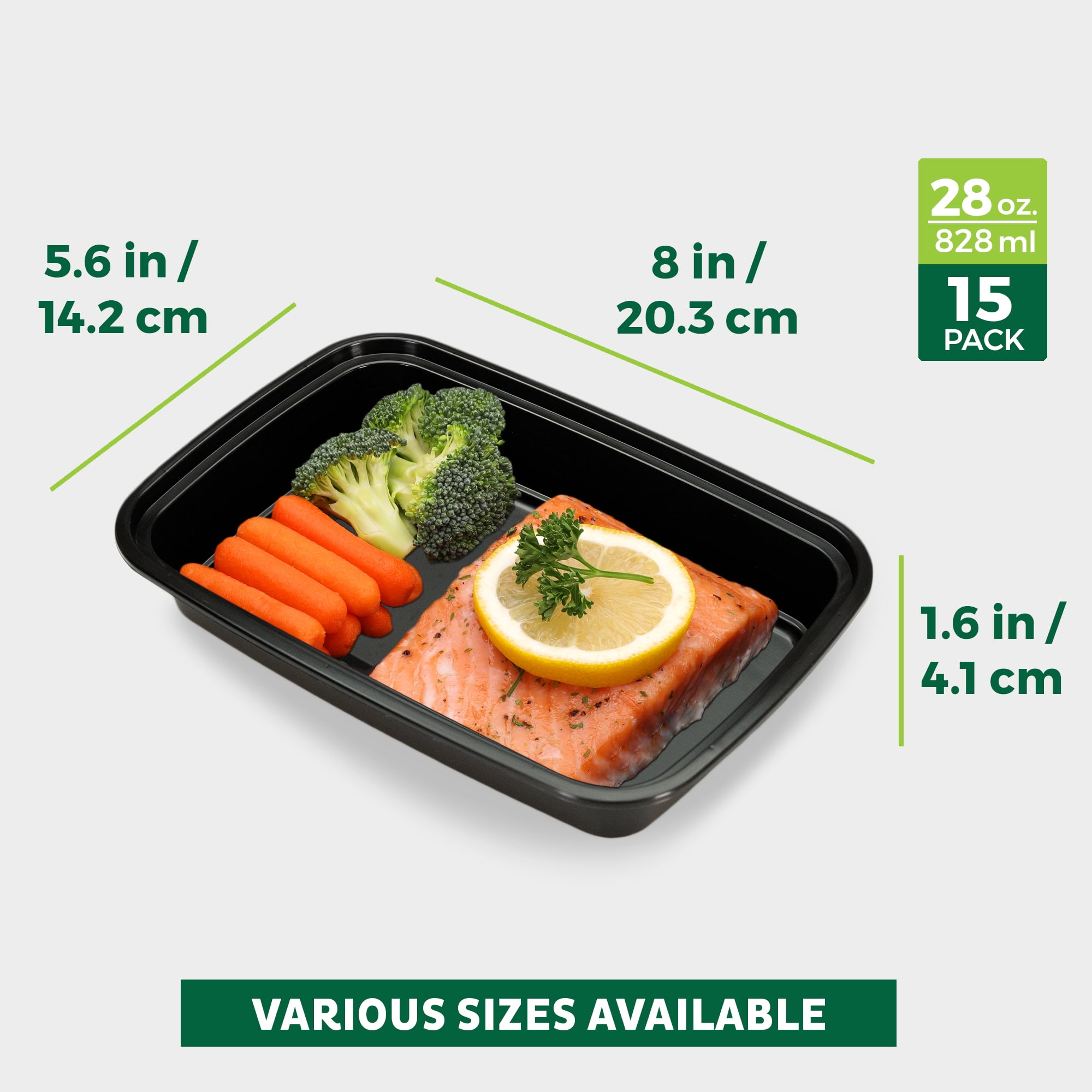 Freshware 15-Pack Reusable 1-Compartment Bento Meal Prep Lunch Boxes with Lids