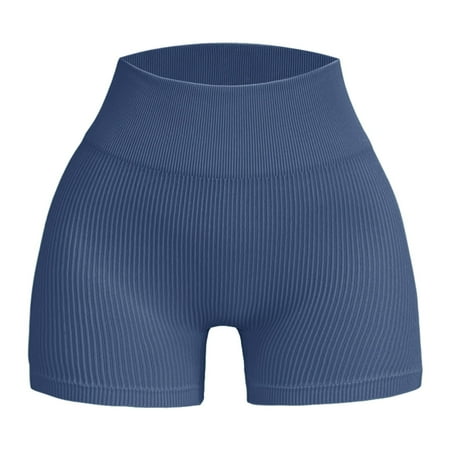 WNVMWI Womens Shorts Running Shorts for Women Summer Shorts Womens Workout Sport Seamless Ribbed Shorts Yoga Outfits Pants Casual Shorts Hot Pants Workout Bottoms Jean Short Navy 4 Inch Shorts Wo L