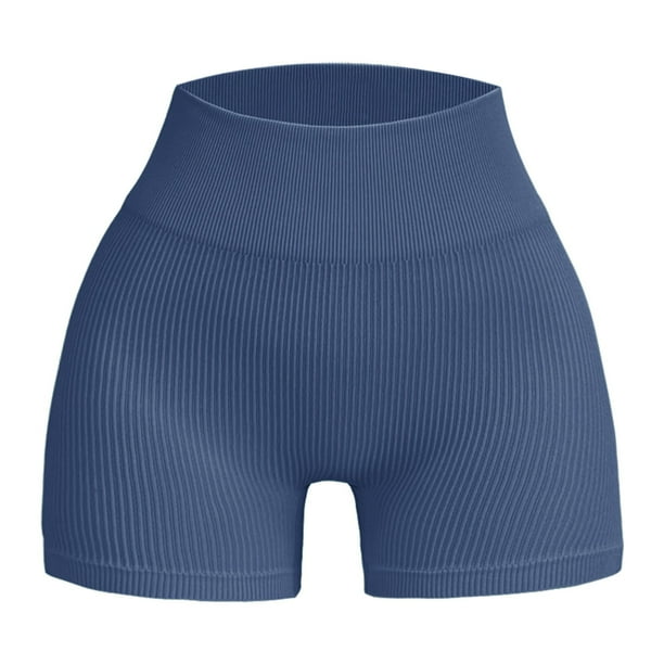 Pantalones cortos de entrenamiento sin costuras y acanalados para mujer: cintura alta, elásticos para yoga/gimnasio, talla real, tallas asiáticas, lavado a mano en frío.