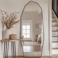 thumbnail image 2 of Antok Full Length Mirror 71" x 28" Large Floor Mirror Standing Mirror, Aluminum Wavy Frame, Wall Mounted or Leaning, Decorative for Living Room Bedroom Entryway, Black, 2 of 7